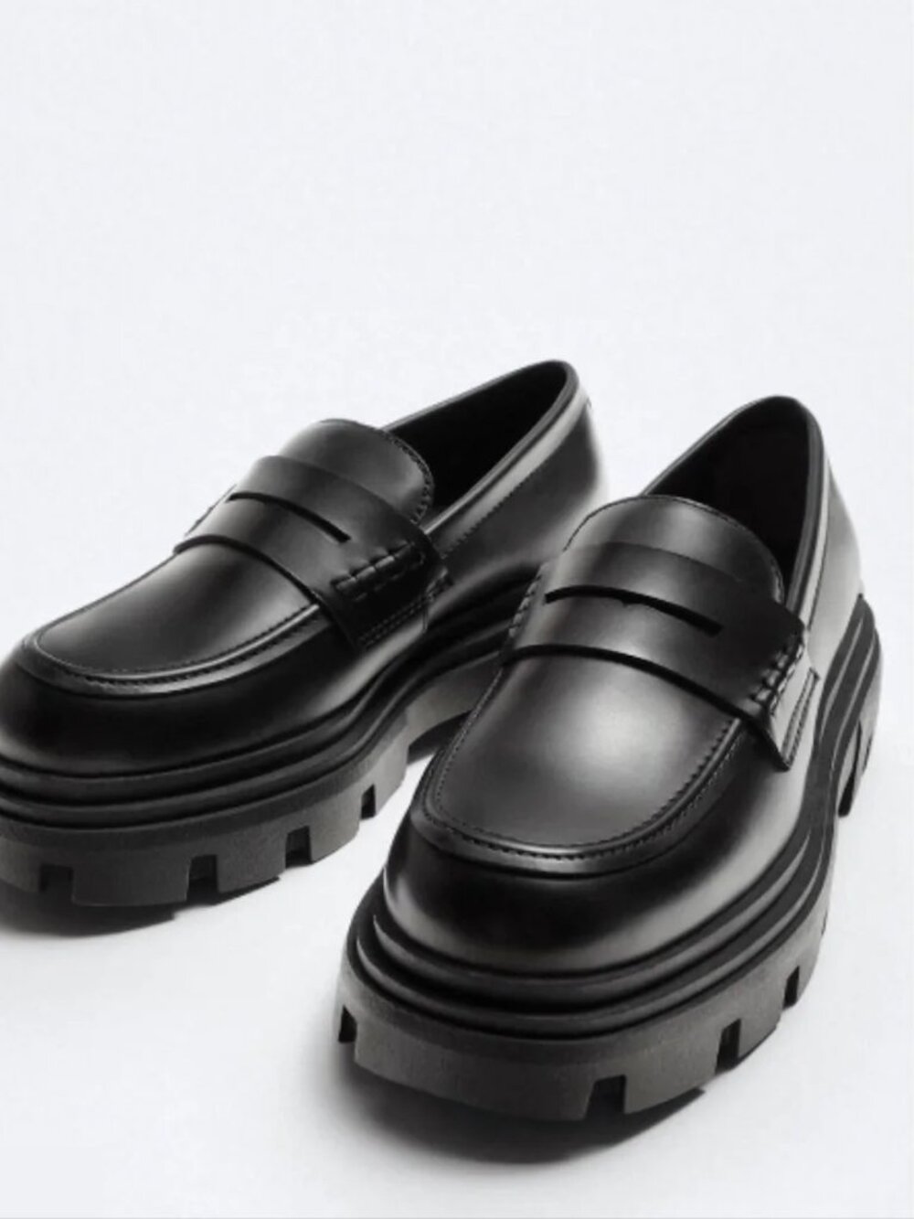 Zara Black Women's Chunky Platform Penny Loafers - Size 37 EU - Picture 5 of 6